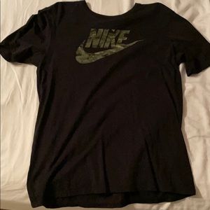 Black Nike tee with Camo logo